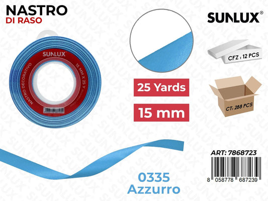 Nastro di Raso 0335 Azzurro 25Y*1.5CM