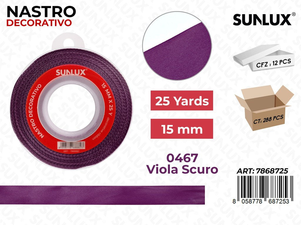 Nastro di Raso 0467 Viola Scuro 25Y*1.5CM