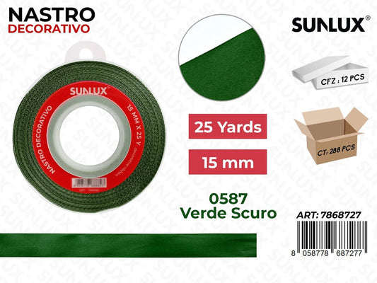 Nastro di Raso 0587 Verde Scuro 25Y*1.5CM