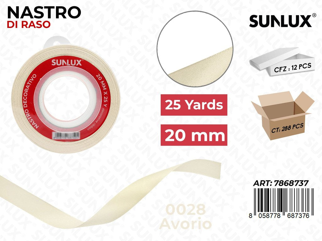 Nastro di Raso 0028 Avorio 25Y*2CM