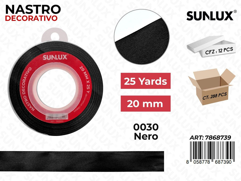 Nastro di Raso 0030 Nero 25Y*2CM