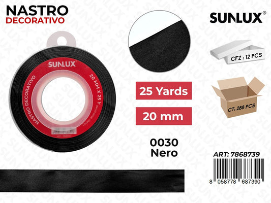 Nastro di Raso 0030 Nero 25Y*2CM