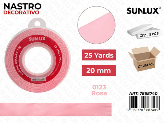 Nastro di Raso 0123 Rosa 25Y*2CM