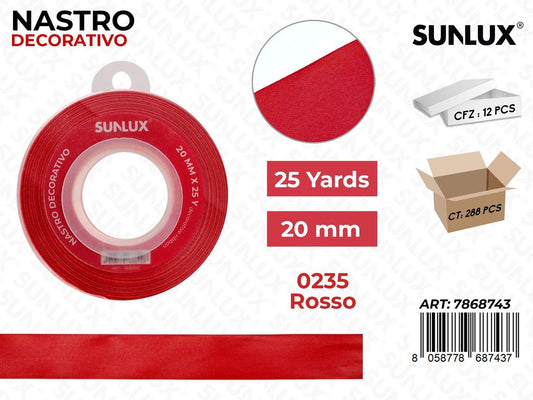 Nastro di Raso 0235 Rosso 25Y*2CM
