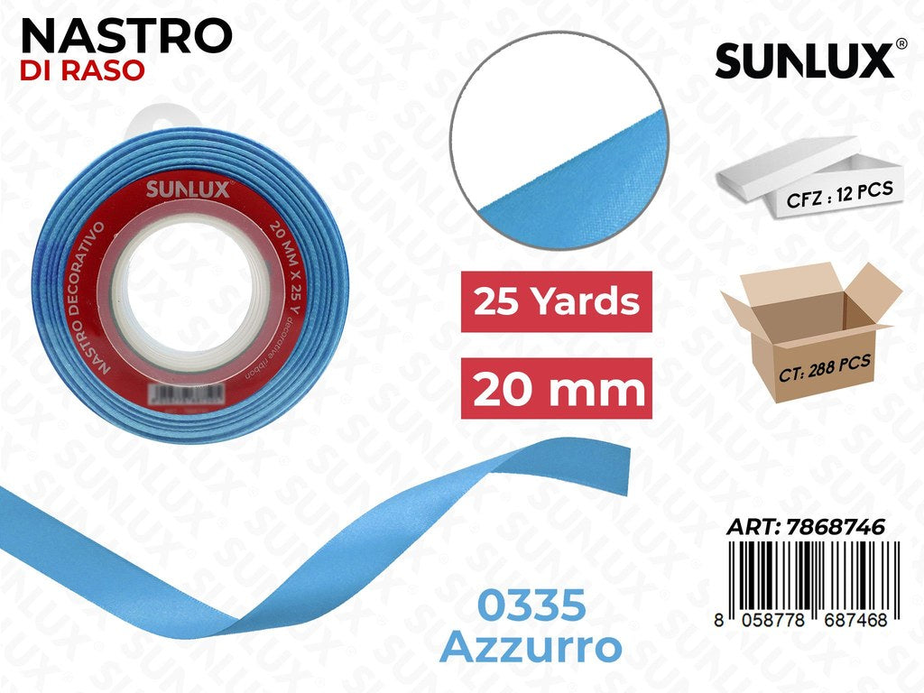 Nastro di Raso 0335 Azzurro 25Y*2CM