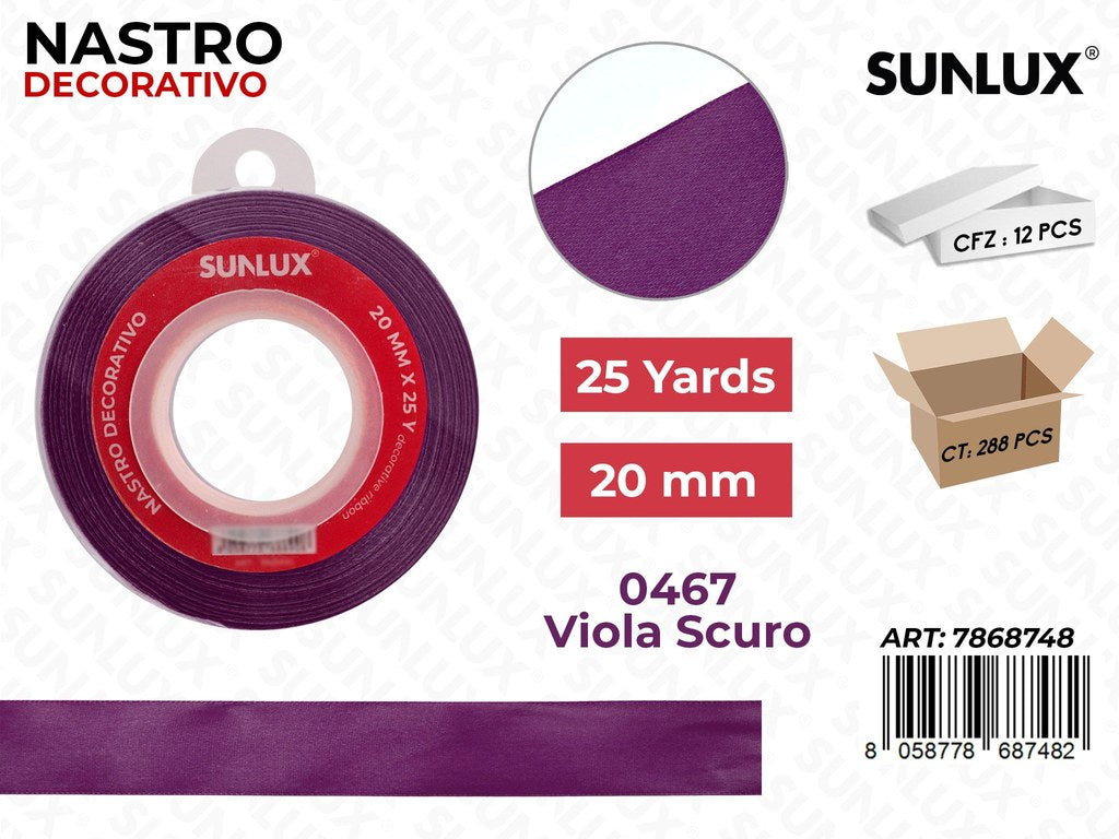 Nastro di Raso 0467 Viola Scuro 25Y*2CM