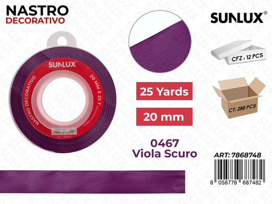 Nastro di Raso 0467 Viola Scuro 25Y*2CM