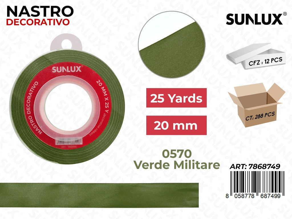 Nastro di Raso 0570 Verde Militare 25Y*2CM