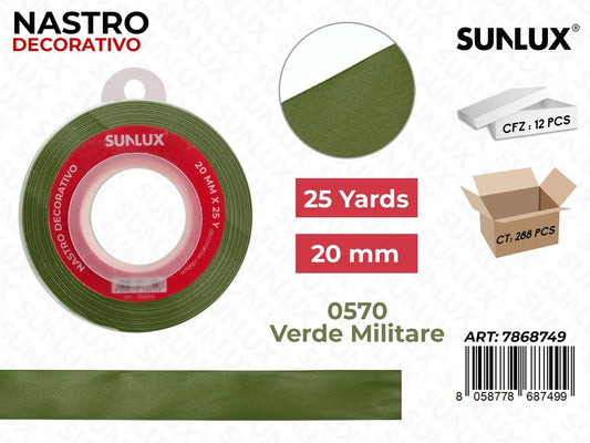 Nastro di Raso 0570 Verde Militare 25Y*2CM