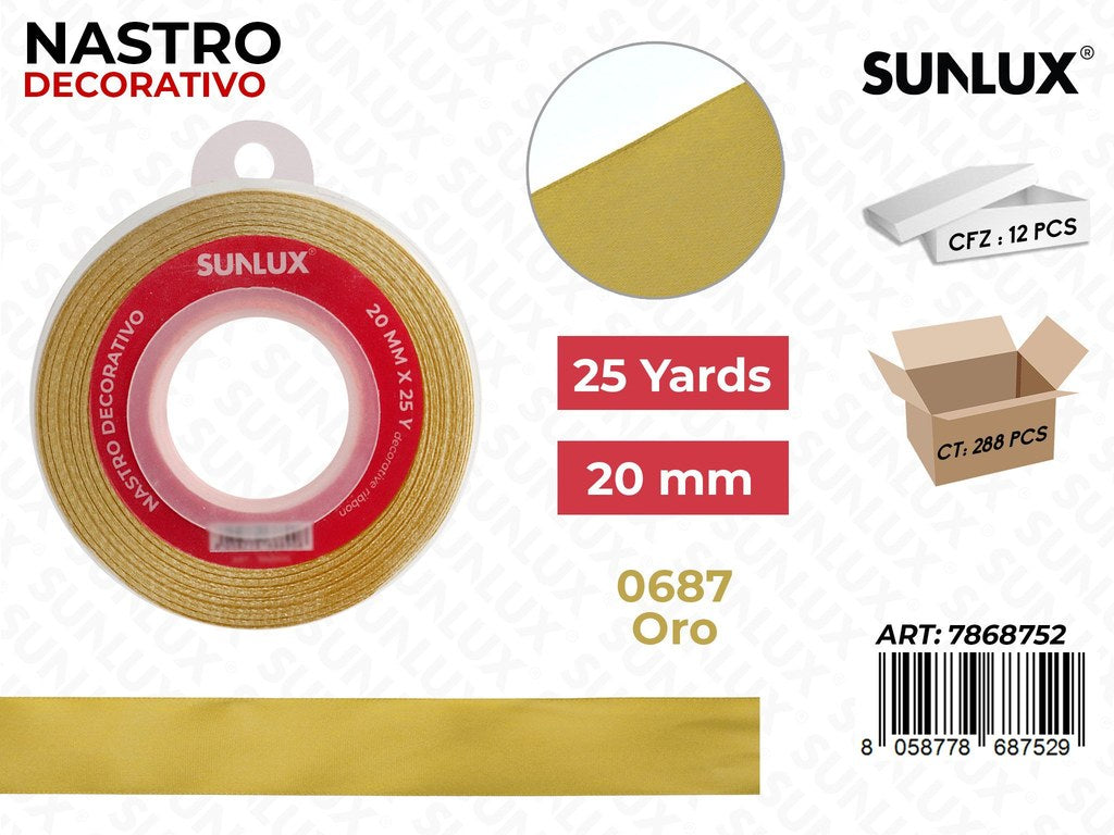 Nastro di Raso 0687 Oro 25Y*2CM