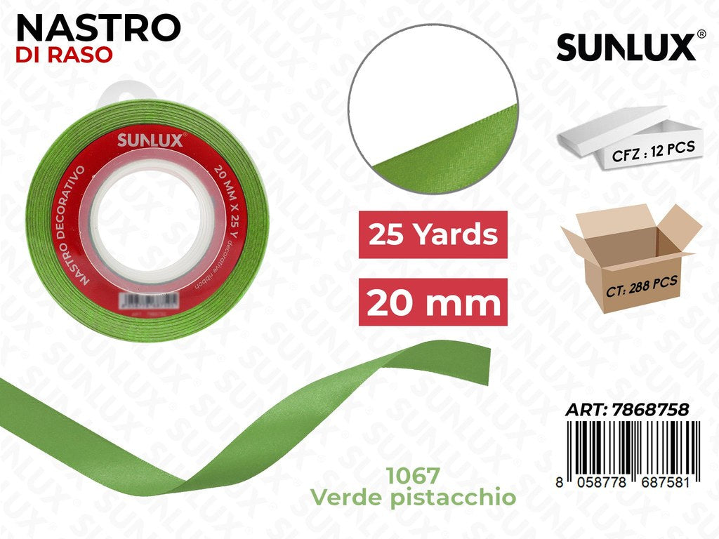 Nastro di Raso 1067 Verde Pistacchio 25Y*2CM