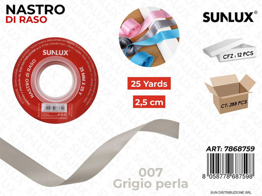 Nastro di Raso 007 Grigio Perla 25Y*2.5CM