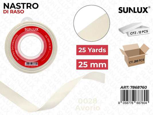 Nastro di Raso 0028 Avorio 25Y*2.5CM
