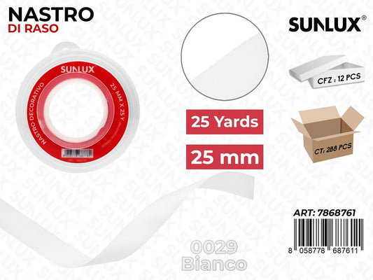Nastro di Raso 0029 Bianco 25Y*2.5CM