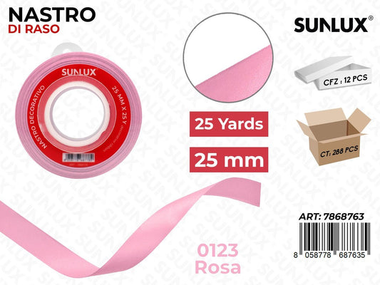 Nastro di Raso 0123 Rosa 25Y*2.5CM