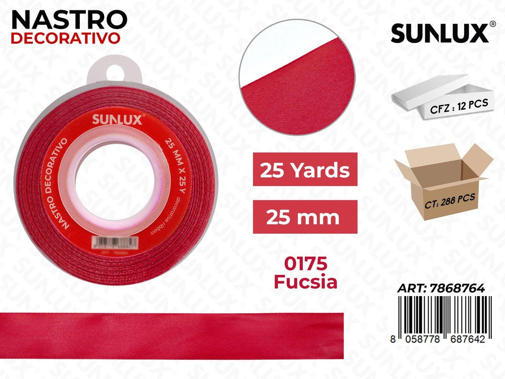 Nastro di Raso 00175 Fucsia 25Y*2.5CM