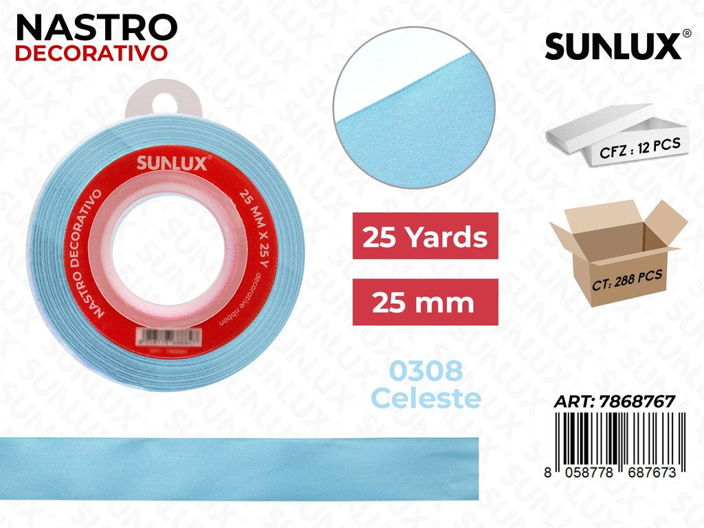 Nastro di Raso 0308 Celeste 25Y*2.5CM