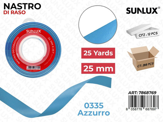 Nastro di Raso 0335 Azzurro 25Y*2.5CM