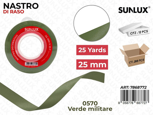 Nastro di Raso 0570 Verde Militare 25Y*2.5CM