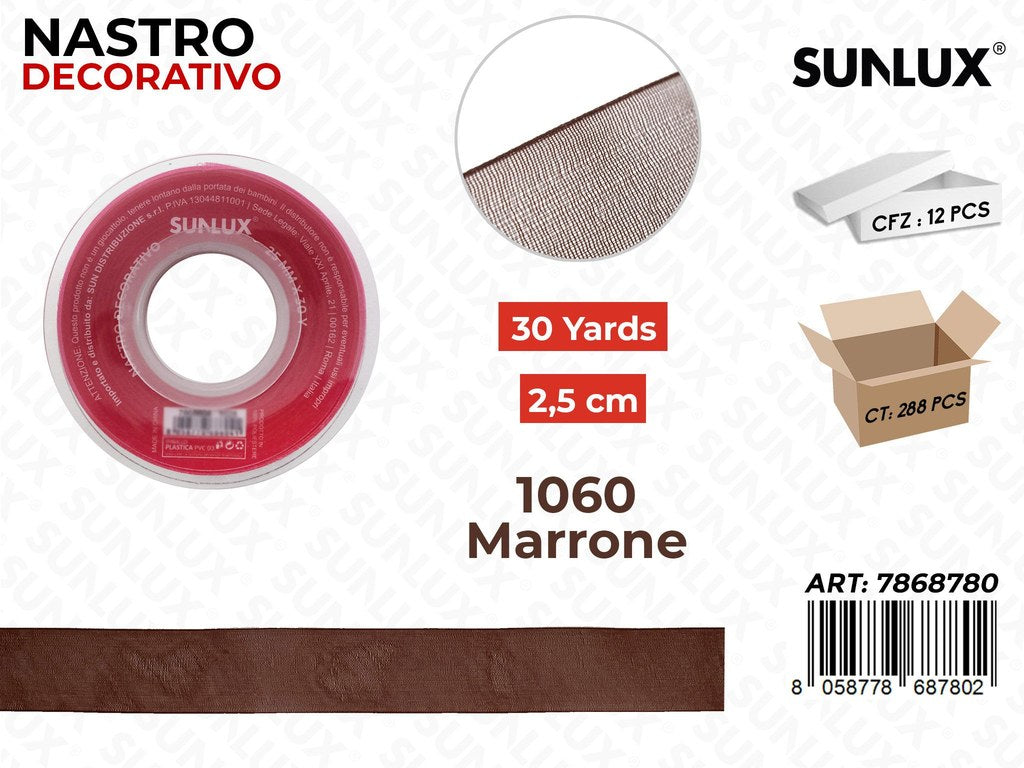 Nastro di Raso 1060 Marrone 25Y*2.5CM