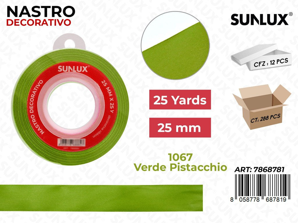 Nastro di Raso 1067 Verde Pistacchio 25Y*2.5CM