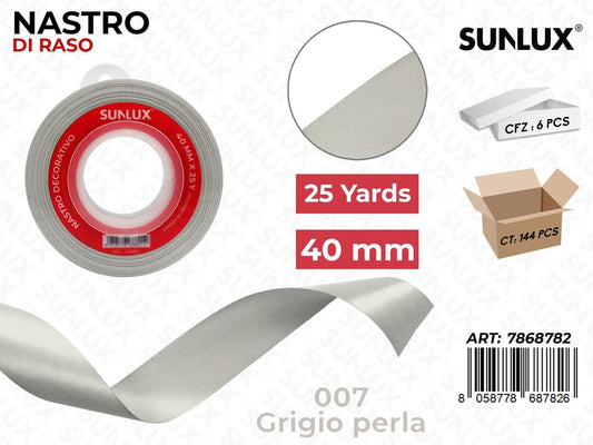Nastro di Raso 007 Grigio Perla 25Y*4CM
