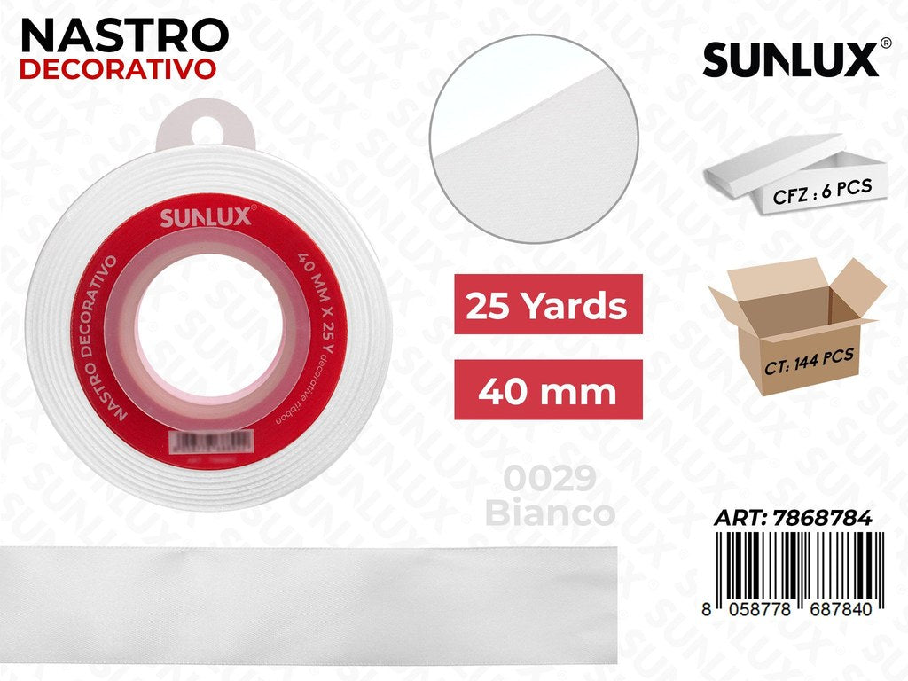 Nastro di Raso 0029 Bianco 25Y*4CM