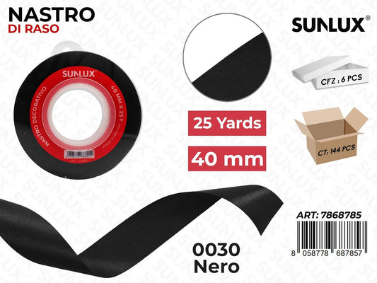 Nastro di Raso 0030 Nero 25Y*4CM