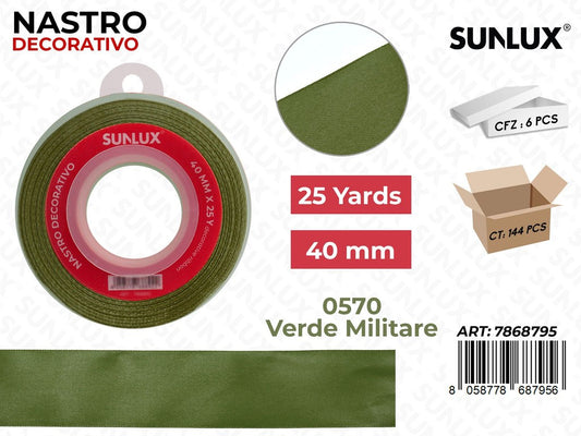 Nastro di Raso 0570 Verde Militare 25Y*4CM
