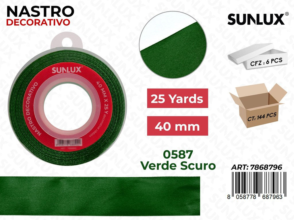 Nastro di Raso 0587 Verde Scuro 25Y*4CM