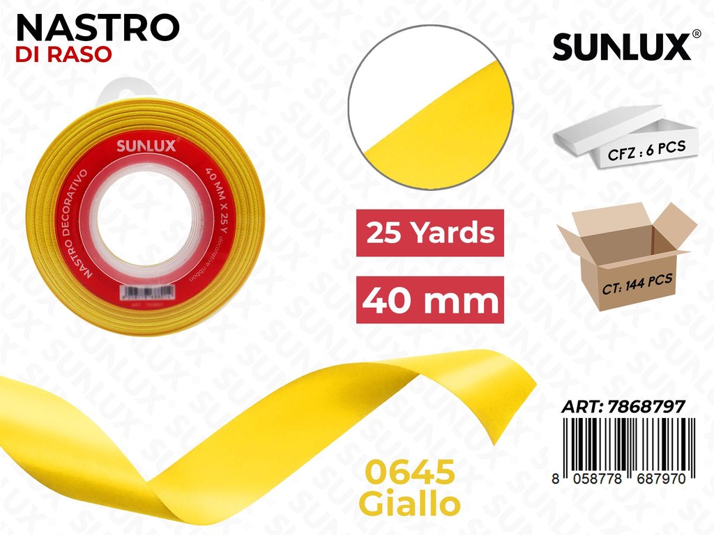 Nastro di Raso 0645 Giallo 25Y*4CM