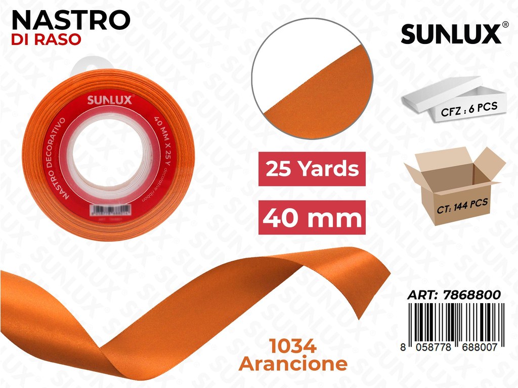 Nastro di Raso 1034 Arancione 25Y*4CM