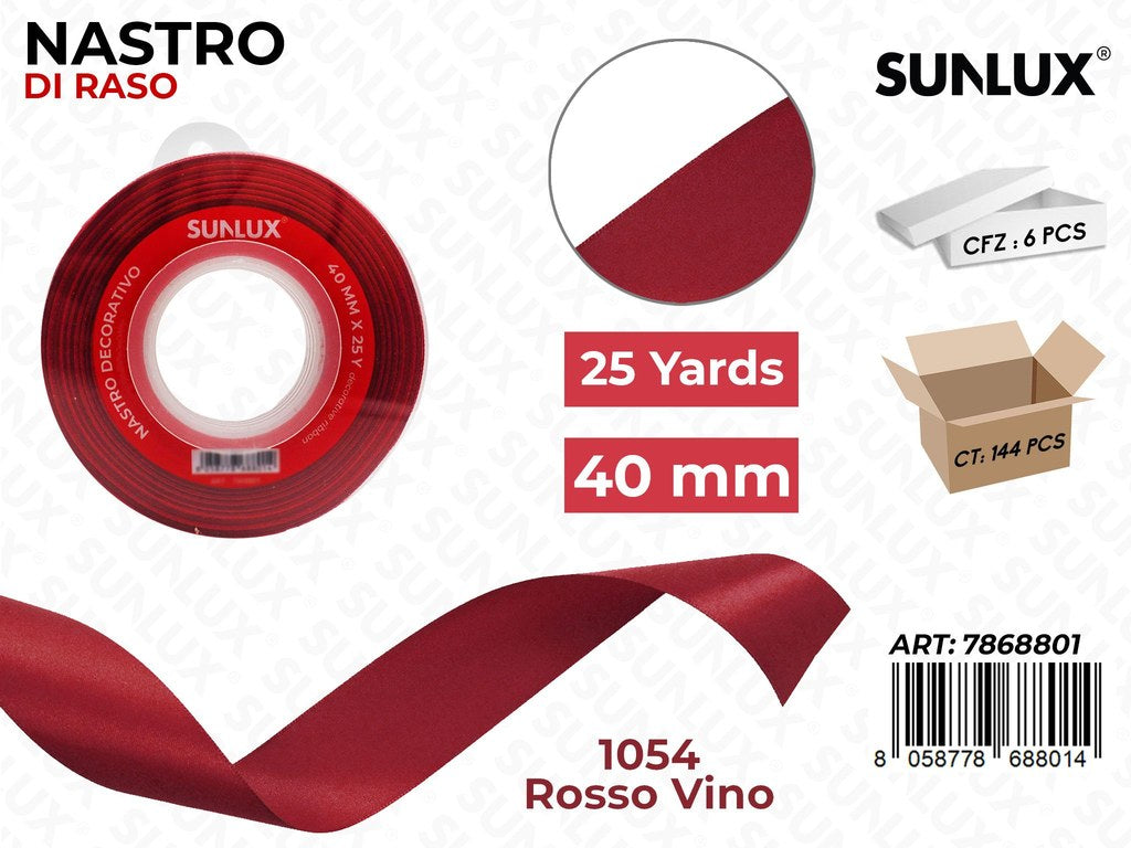 Nastro di Raso 1054 Rosso Vino 25Y*4CM