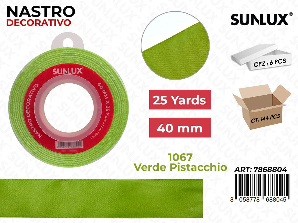 Nastro di Raso 1067 Verde Pistacchio 25Y*4CM