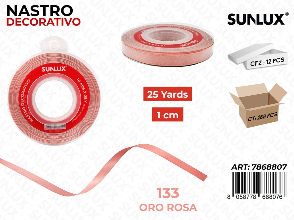 Nastro Dec. Raso 133 Oro Rosa 25Y*1CM