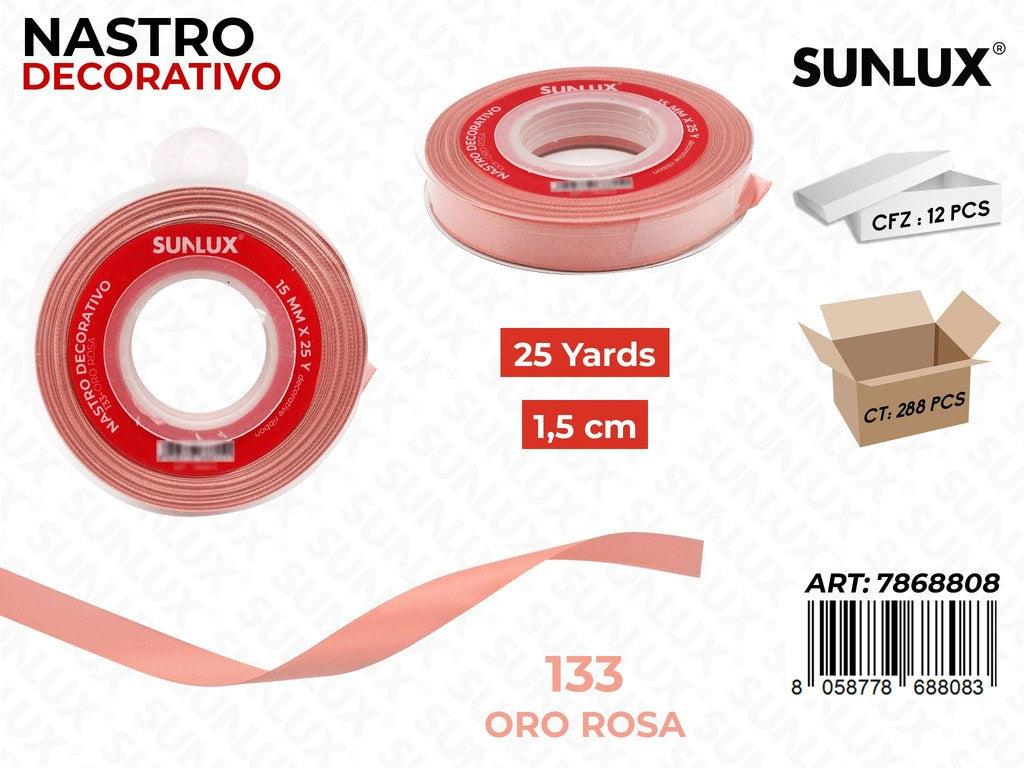 Nastro Dec. Raso 133 Oro Rosa 25Y*1.5CM