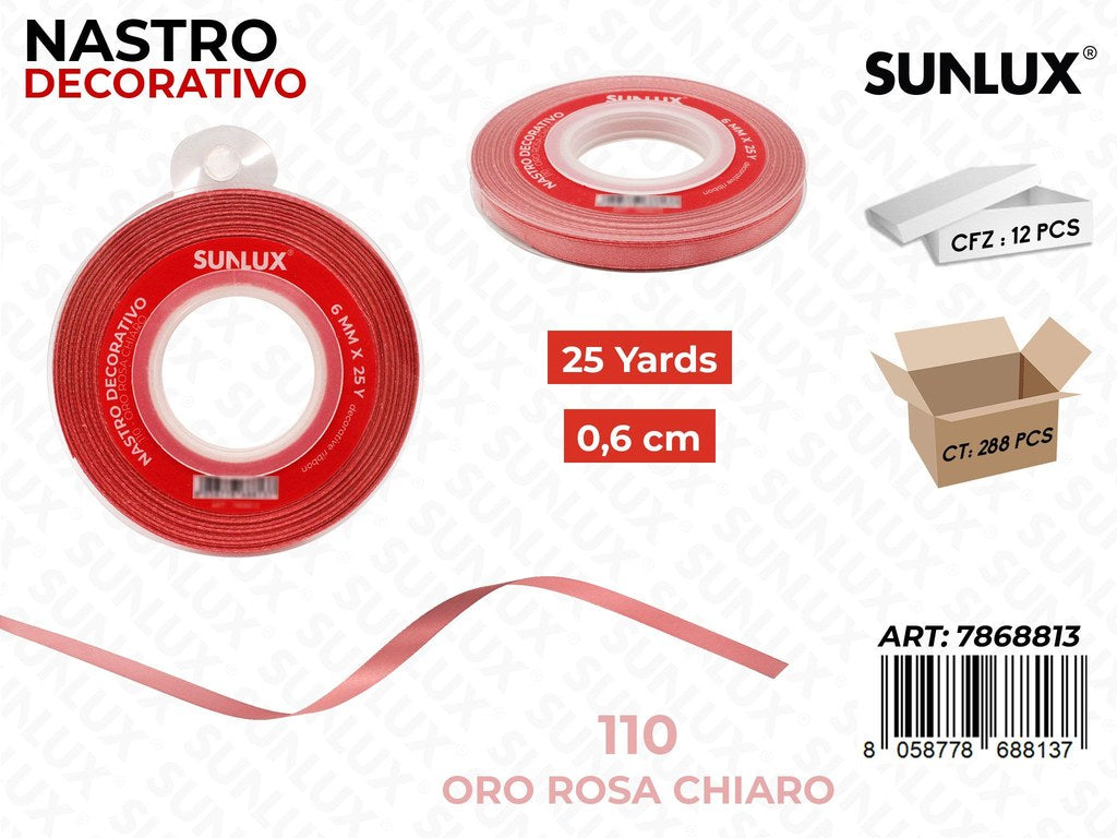 Nastro Dec. Raso 110 Oro Rosa Ch. 25Y*0.6CM