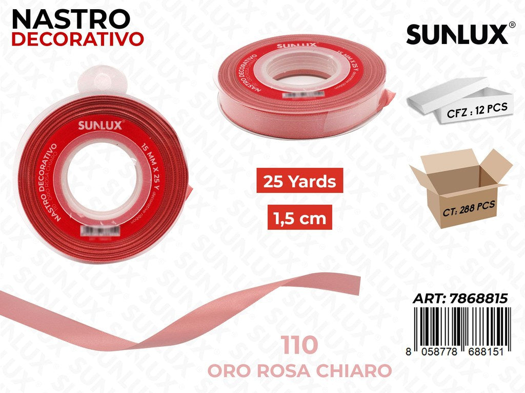 Nastro Dec. Raso 110 Oro Rosa Ch. 25Y*1.5CM