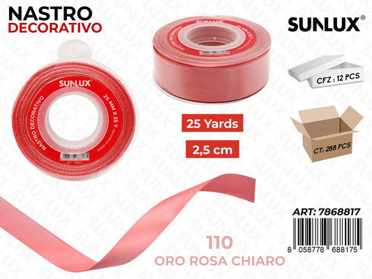 Nastro Dec. Raso 110 Oro Rosa Ch. 25Y*2.5CM