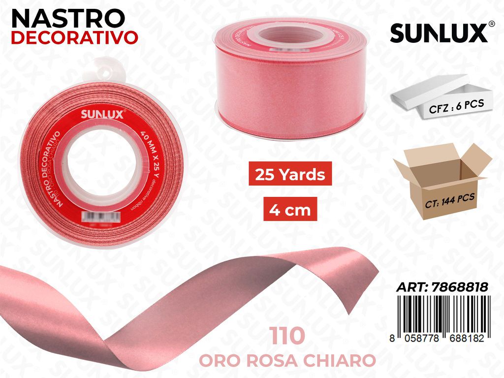 Nastro Dec. Raso 110 Oro Rosa Ch. 25Y*4CM