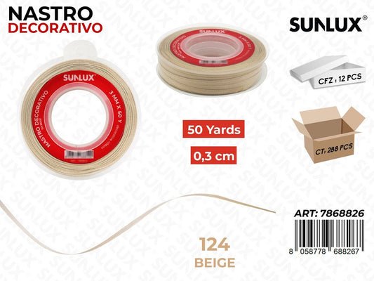 Nastro Dec. Raso 124 Beige 50Y*0.3CM