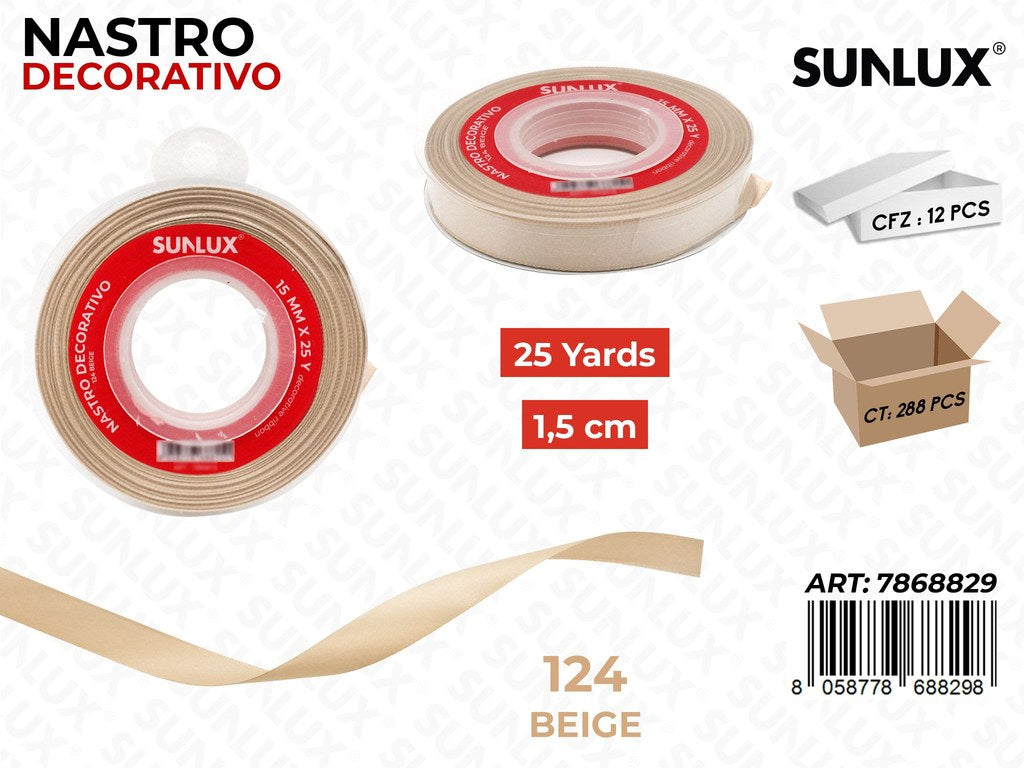 Nastro Dec. Raso 124 Beige 25Y*1.5CM