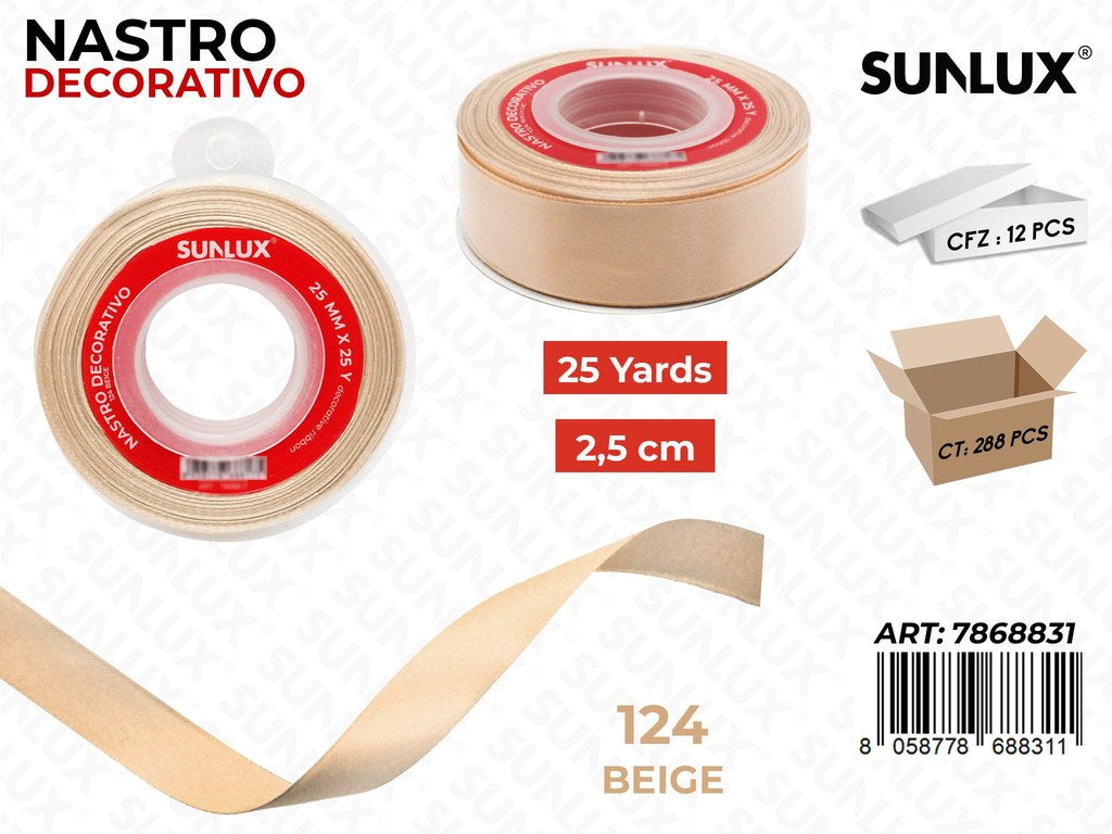 Nastro Dec. Raso 124 Beige 25Y*2.5CM