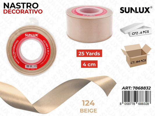 Nastro Dec. Raso 124 Beige 25Y*4CM