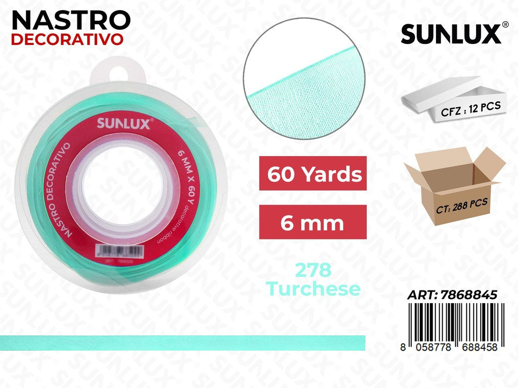 Nastro Dec. 278 Turchese 60Y*6MM