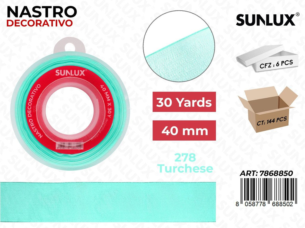 Nastro Dec. 278 Turchese 30Y*40MM