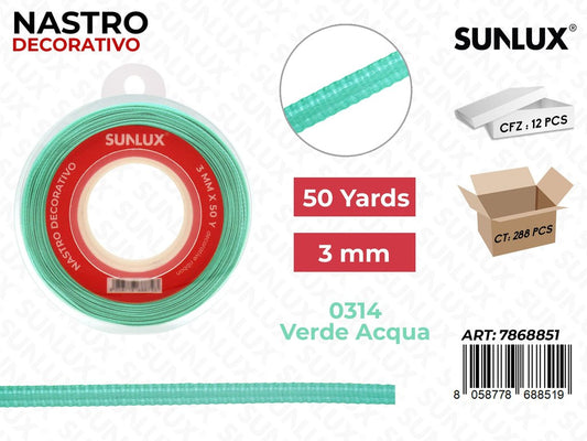 Nastro Decorativo Raso 0314 Verde Ac. 50Y*0.3CM