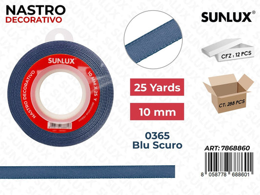 Nastro Decorativo Raso 0365 Blu Sc. 25Y*10MM
