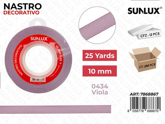 Nastro Decorativo Raso 0434 Viola 25Y*10MM