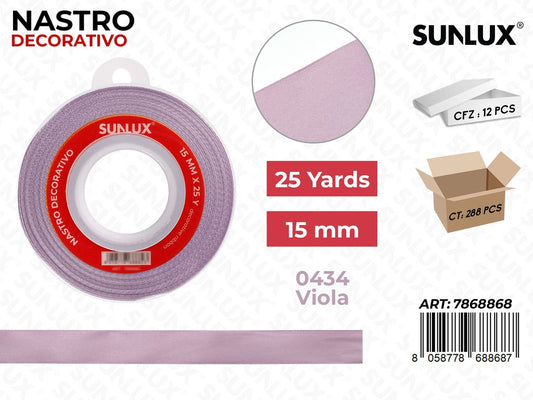 Nastro Decorativo Raso 0434 Viola 25Y*15MM